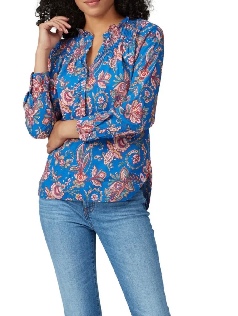 J. Crew X Liberty Fabric Flora Belle Ruffle Top Blue Floral Paisley Size 6
